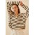 Striped Polo Neck Long Sleeve Crop Knitwear – Casual New Year’s Eve Glam Style