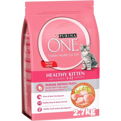 Purina ONE® Healthy Kitten Dry Cat Food with Chicken, 2.7kg for Kittens 1-12 Months