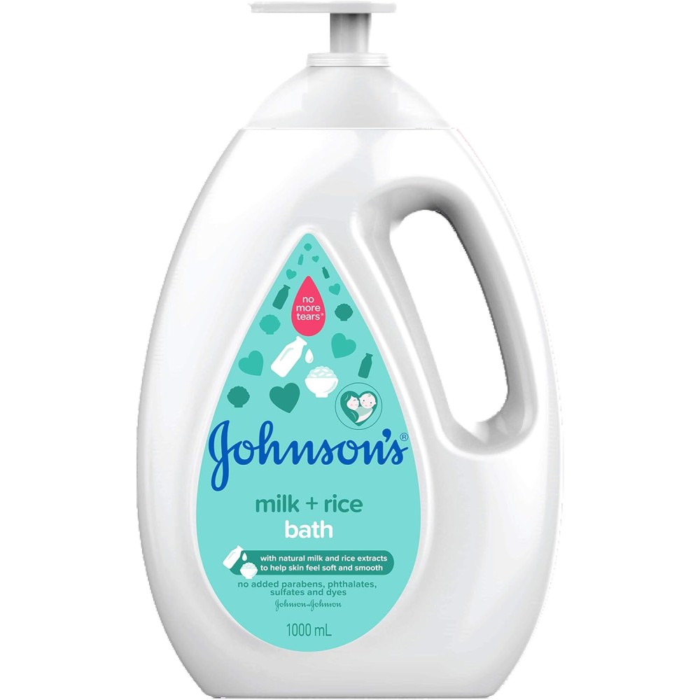 Johnson's Baby Milk + Rice Bath - 1000ml | Gentle Care | No Parabens, Sulphates, Phthalates, or Dyes