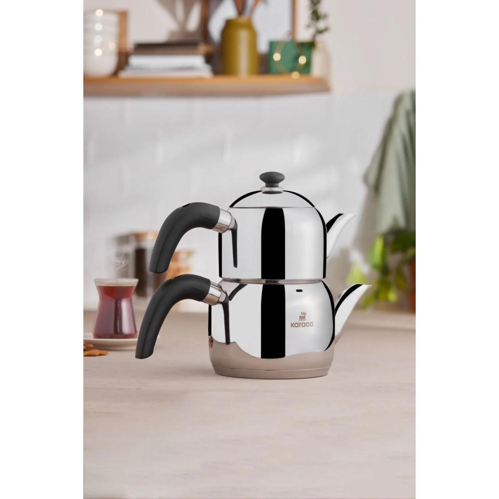 Karaca Edge Mini Induction Teapot Set - Black | Stainless Steel Tea Set