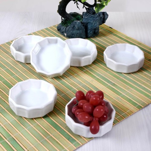 Keramika White Mini Wheel Snack Bowl / Sauce Bowl - 8 cm (Set of 6)