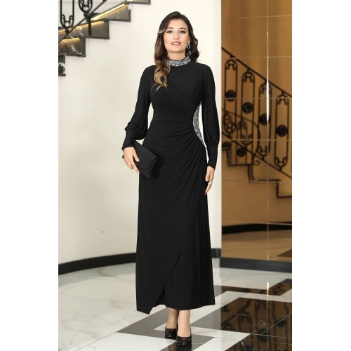 FUVAL MODA Lavin Hijab Evening Dress – Elegant Mermaid Style with Stone Detailing