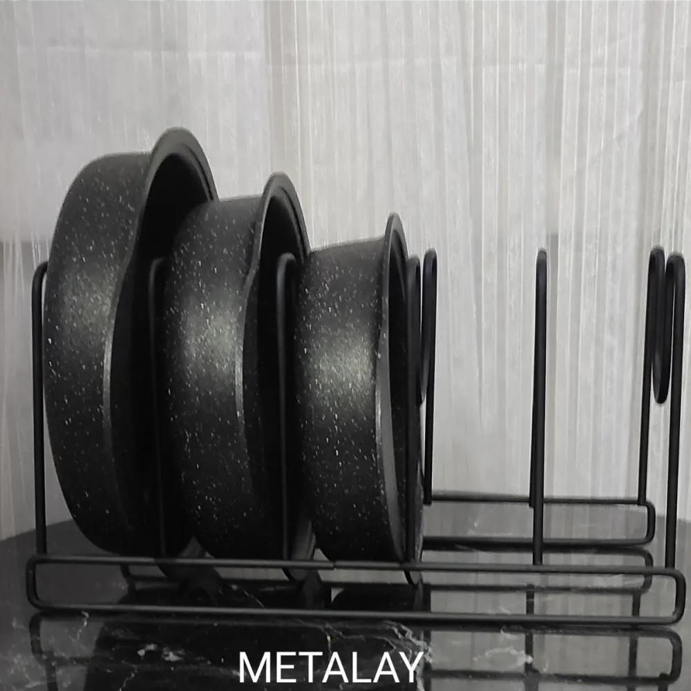 METALAY Metal Black Pan and Pot Lid Organizer | Durable Kitchen Storage