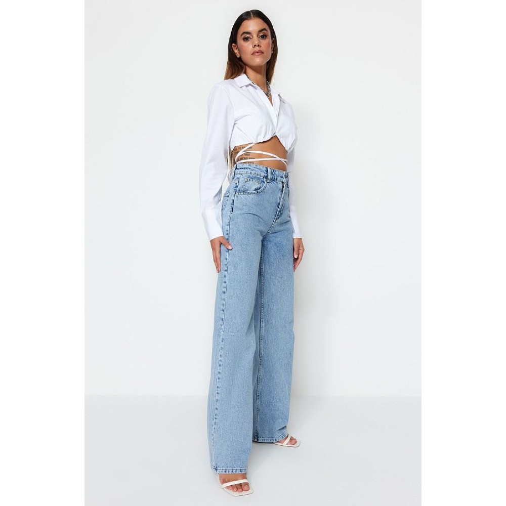 Trendyol Collection Light Blue High Waist Wide Leg Jeans – Casual & Stylish