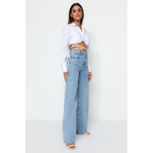 Trendyol Collection Light Blue High Waist Wide Leg Jeans – Casual & Stylish