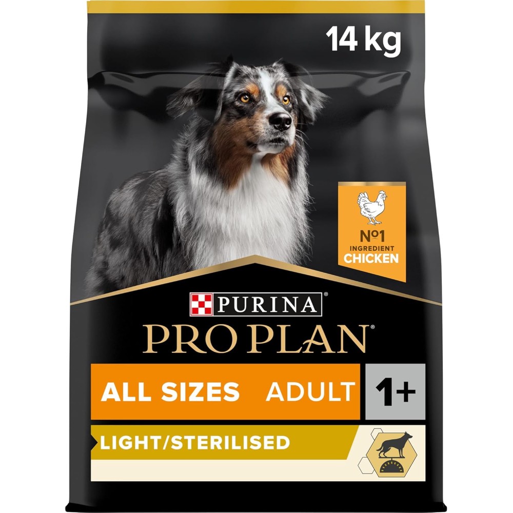 Purina Pro Plan Light Sterilised Adult Dry Dog Food with Chicken, 14 kg