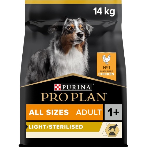 Purina Pro Plan Light Sterilised Adult Dry Dog Food with Chicken, 14 kg