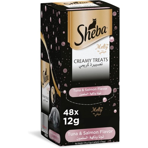 Sheba Cat-Food Melty Tuna & Salmon Flavor Creamy Treats - 48x12g, Premium Indulgence