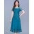 Blue Casual Chiffon Mesh Korean Long Dress – Elegant A-Line Midi Dress for Women