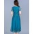 Blue Casual Chiffon Mesh Korean Long Dress – Elegant A-Line Midi Dress for Women