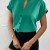 Elegant Satin V-Neck Casual Office Shirt for Women – Short Sleeves & Single Breasted