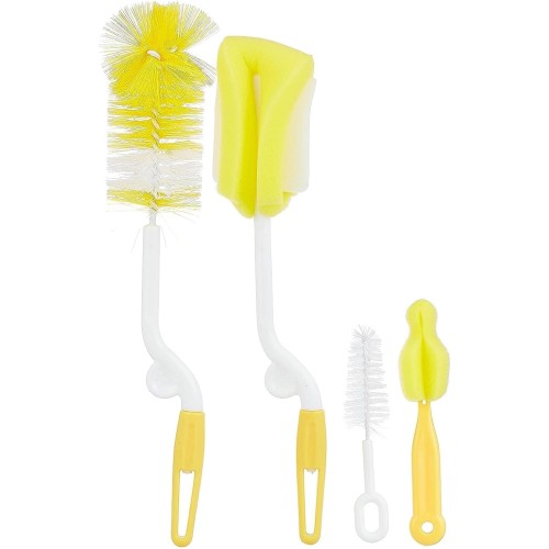 5Pcs/Set Multifunctional Sponge Cleaning Tool for Baby Bottles, Straws, and Nipples - BPA-Free - Yellow