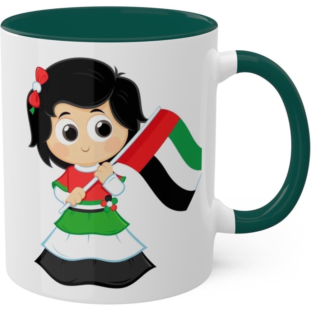 Bait Al Noor Gifts UAE National Day Ceramic Mug, Dubai Love, Green/Red/White