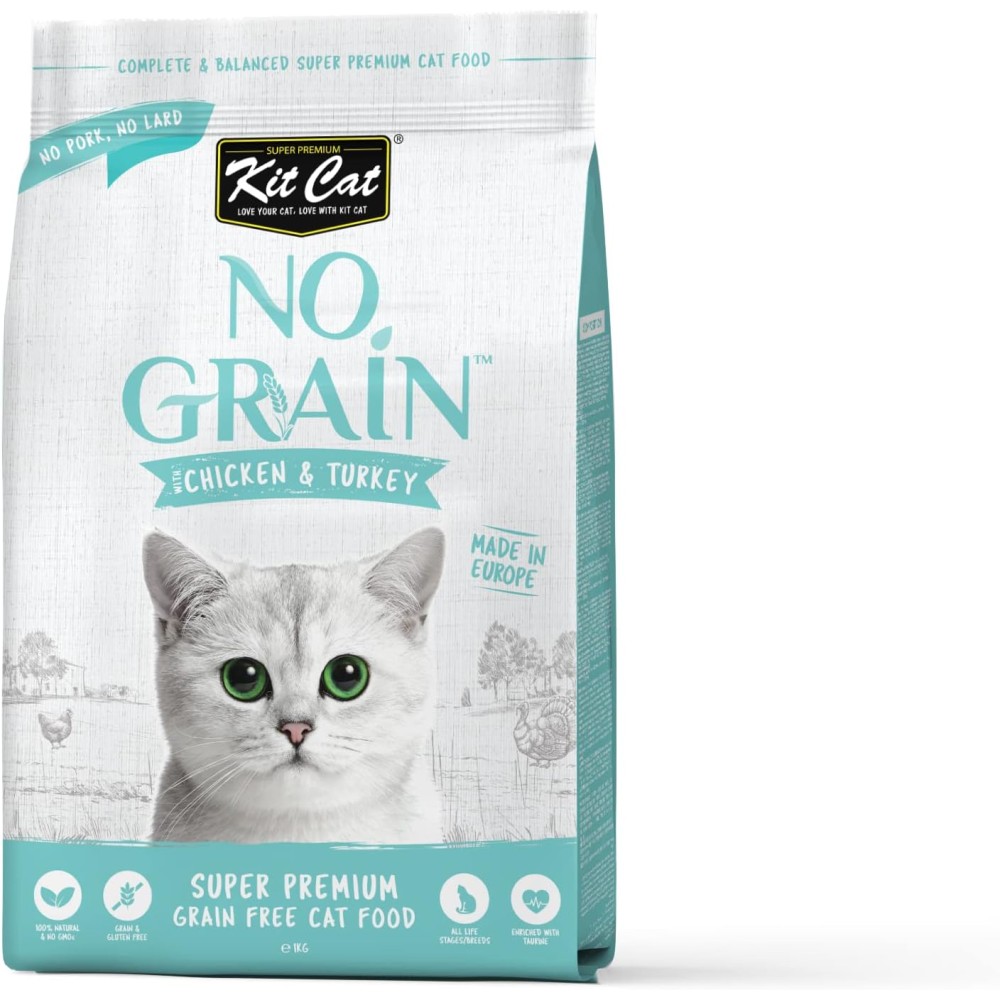 Kit Cat No Grain Super Premium Cat Food with Chicken & Turkey | 1kg Dry Food