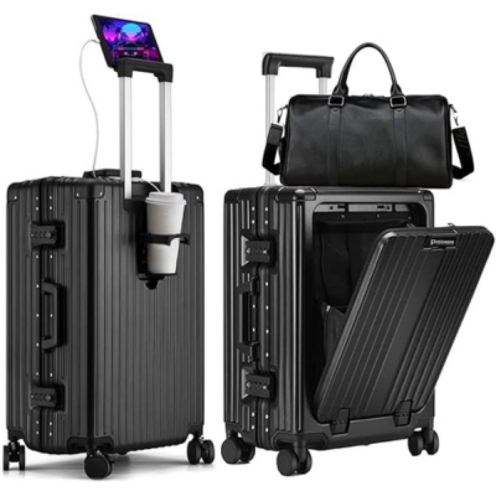 PICCASIO Aluminum Carry-On Luggage with Laptop Compartment