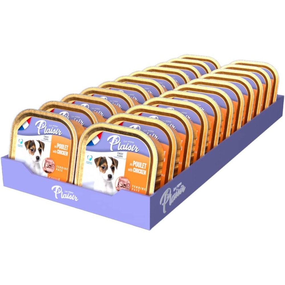 PLAISIR Adult Dog Paté with Chicken 22x150g | Premium Wet Dog Food in Alu Trays