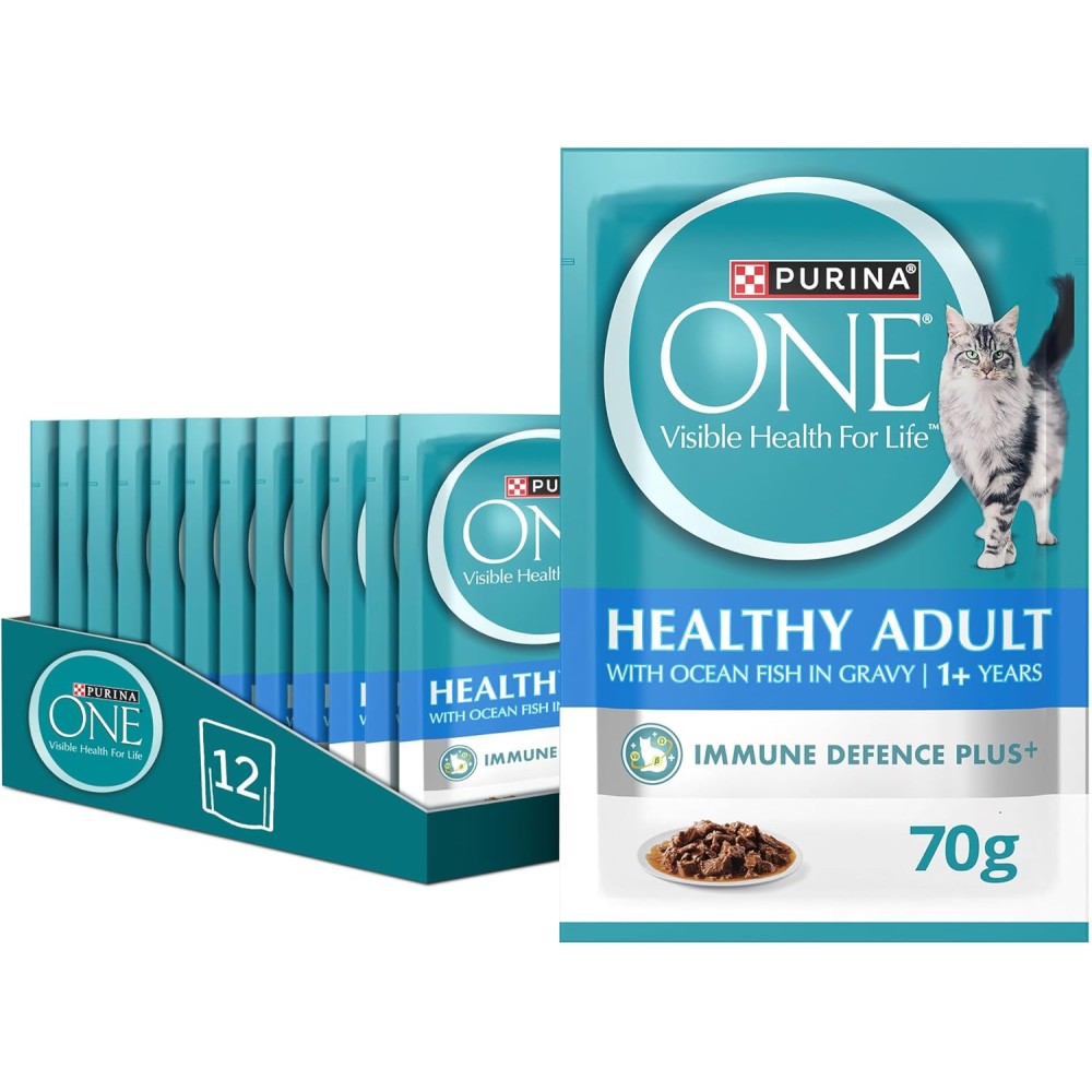 PURINA ONE Wet Cat Food Healthy Adult with Ocean Fish - 70g Pack of 12