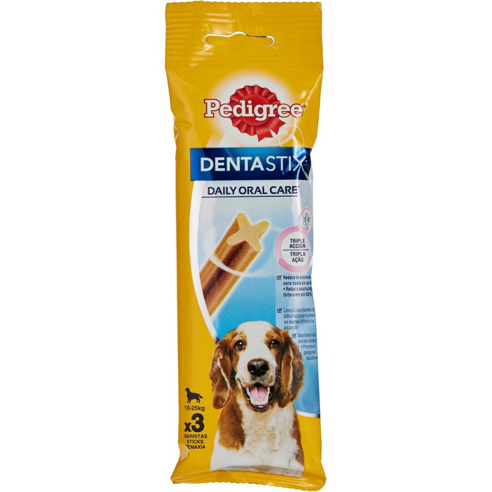 Pedigree Dentastix Dog Treats, Medium Breed, 3 Pcs, 77 Gm - Grains Flavour