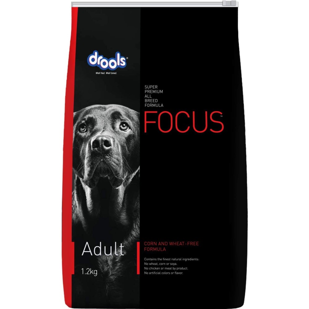 Drools Focus Adult Super Premium Dry Dog Food, Chicken Flavor, 1.2 Kg