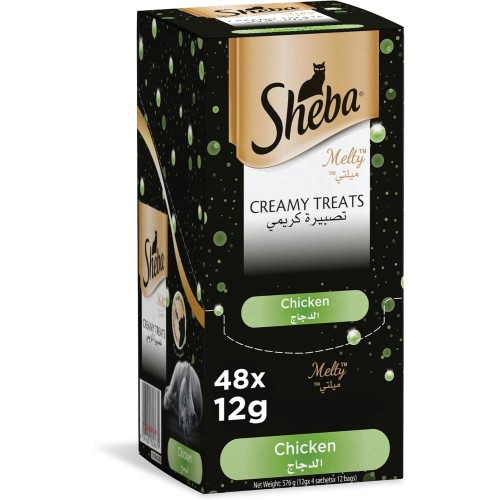 Sheba Cat-Food Melty Chicken Flavor Creamy Treats, Luxurious Indulgence, Pack of 48x12g