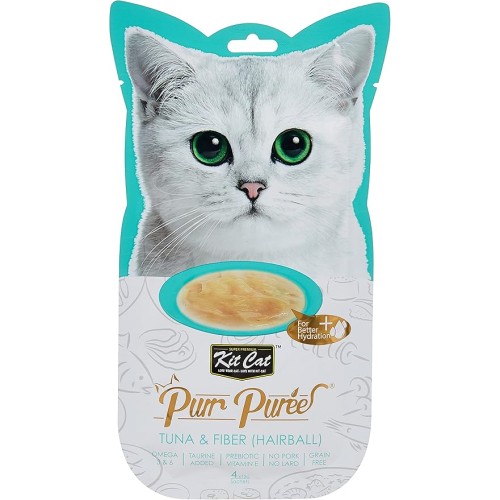 Kit Cat Purr Puree Tuna & Fiber "Hairball" Wet Treat Tubes | 4x15g