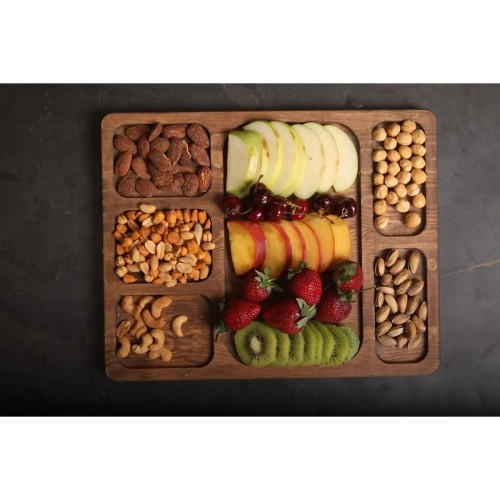 SAMMWOOD Natural Wooden Cheese Presentation Plate & Coffee Tray - BPA-Free Rectangle