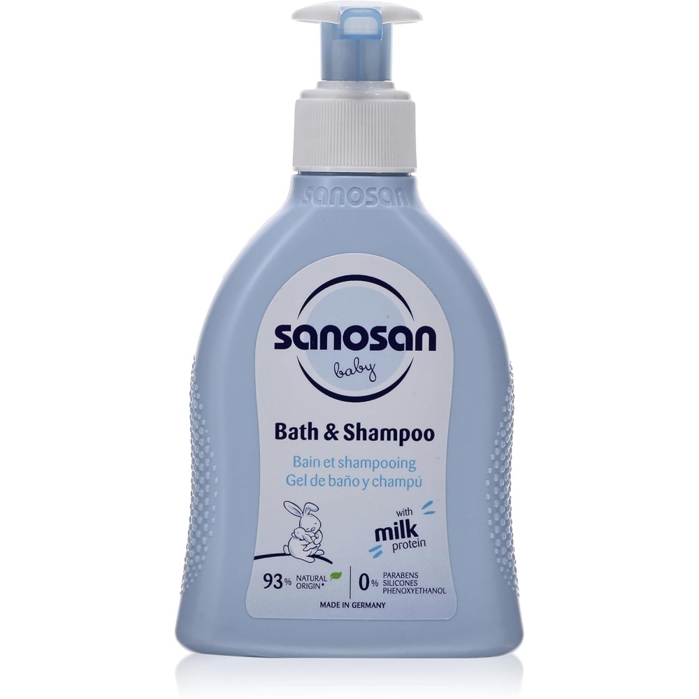 Sanosan Baby Bath & Shampoo 200ml | Gentle, Unscented Formula for Sensitive Baby Skin