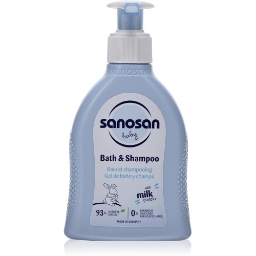 Sanosan Baby Bath & Shampoo 200ml | Gentle, Unscented Formula for Sensitive Baby Skin