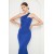 Vuvutasarım Saks Blue Cross Collar Evening Dress – Flexible Diver Fabric Design