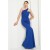 Vuvutasarım Saks Blue Cross Collar Evening Dress – Flexible Diver Fabric Design