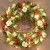 Seocsing Christmas Wreath with Pinecones, Red Berries & Warm Lights for Indoor/Outdoor Decor