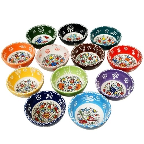 Otogar Çini Kütahya Series 12-Piece Ceramic Snack Bowl Set - Multicolor