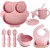 ROUNY 9-Pack Silicone Baby Feeding Set, BPA-Free, Mess-Free Dining, Pink