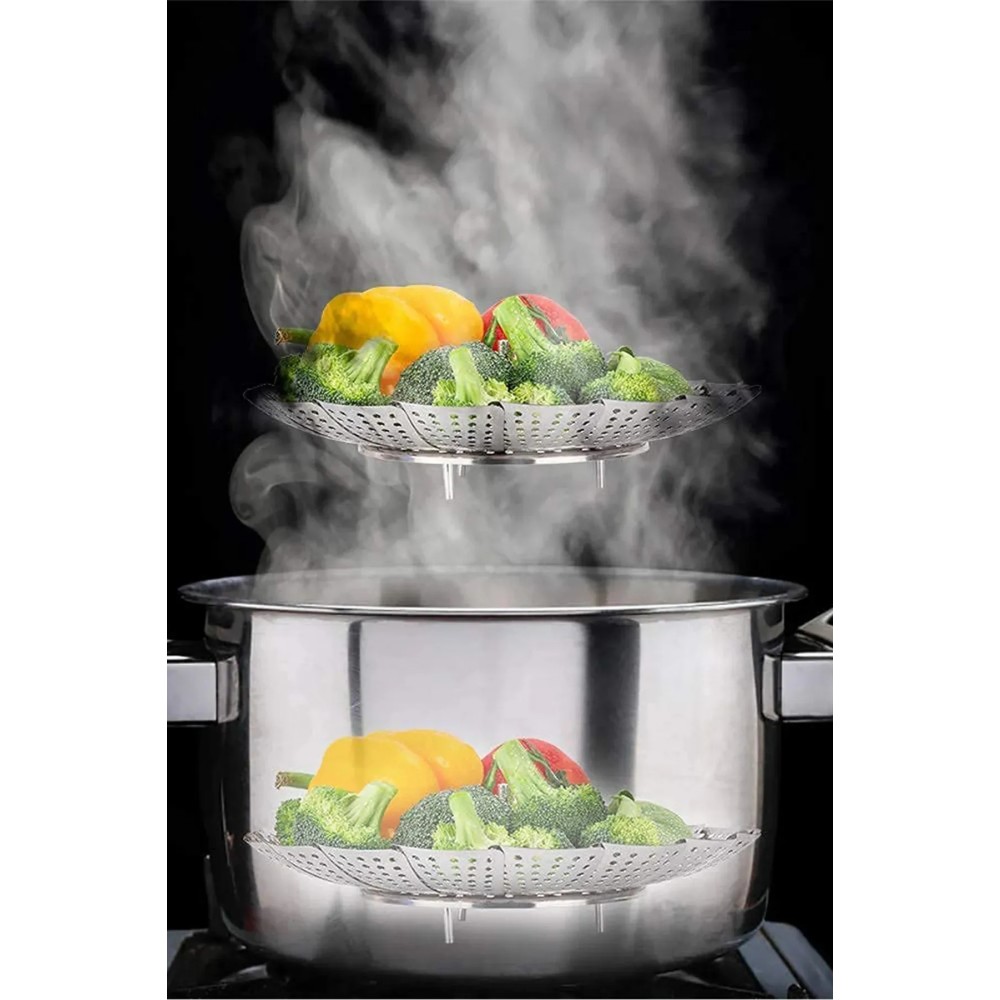 Lumisa Home Foldable Stainless Steel Steaming & Boiling Basket