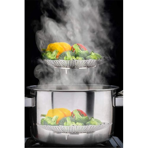 Lumisa Home Foldable Stainless Steel Steaming & Boiling Basket