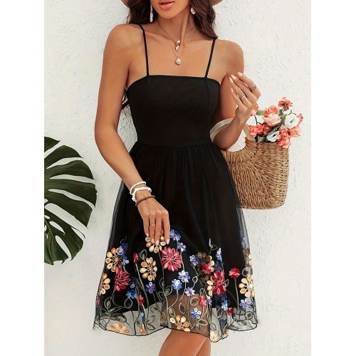 Vintage Embroidered Sling Dress – Sexy Backless Summer Camisole for Women 2024