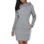 Women’s Hooded Knee-Length Pockets Dress – Casual Warm Sweatshirt with Side Zip