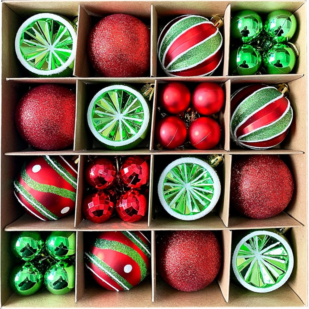 TBSITNS Christmas Ball Set – Green & Red Shatterproof Ornaments for Tree & Festive Decor