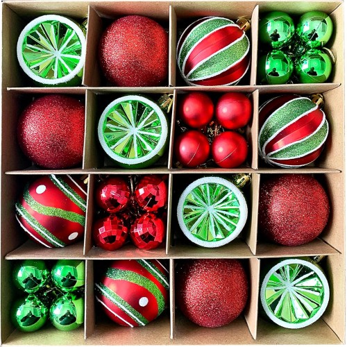 TBSITNS Christmas Ball Set – Green & Red Shatterproof Ornaments for Tree & Festive Decor