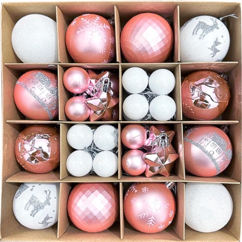 TBSITNS Christmas Ball Set – Pink & White Shatterproof Ornaments for Trees & Festive Decor