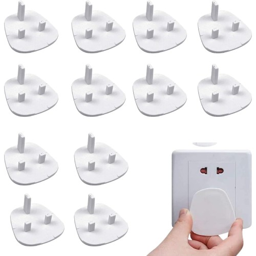 SKY-TOUCH 12-Piece Baby Proofing Plug Covers – White Electrical Outlet Protectors for Child Safety