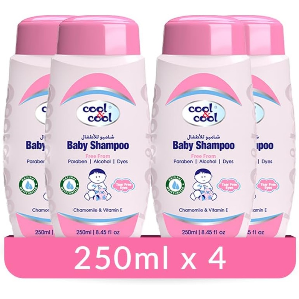 Cool & Cool Baby Shampoo (Pack of 4) | Chamomile & Vitamin E, Tear-Free & Mild Formula