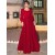 Temperament Women's Solid Square Collar A-Line Long Dress – Spring/Autumn Fashion