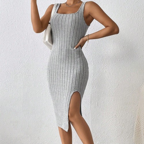 Sexy Summer Tank Top Dress – Slim Fit Sleeveless Split Long Dress for Women