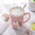 BigNoseDeer Cute Ceramic Unicorn Mug with Lace Lid & Spoon, 13oz Coffee Cup