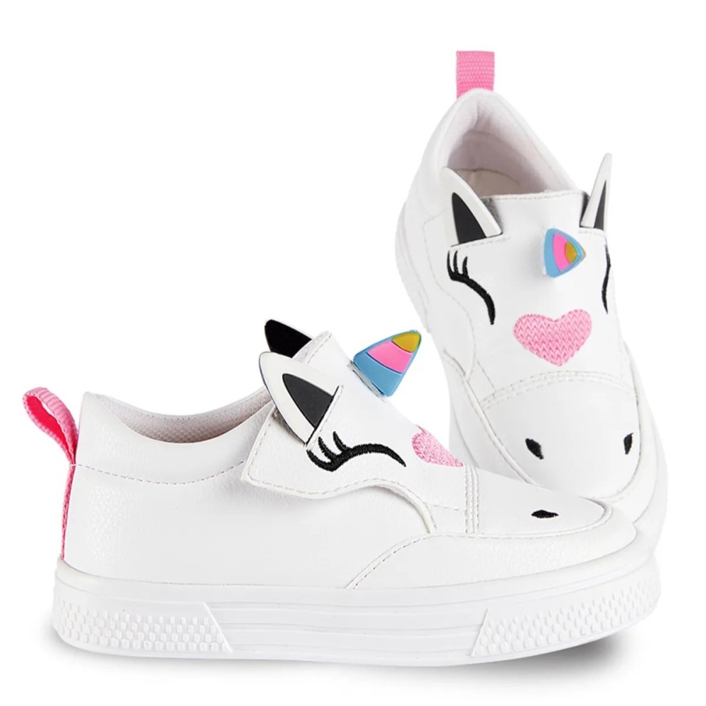 Denokids Unicorn White Girls Sneakers - Stylish & Comfortable Sports Shoes