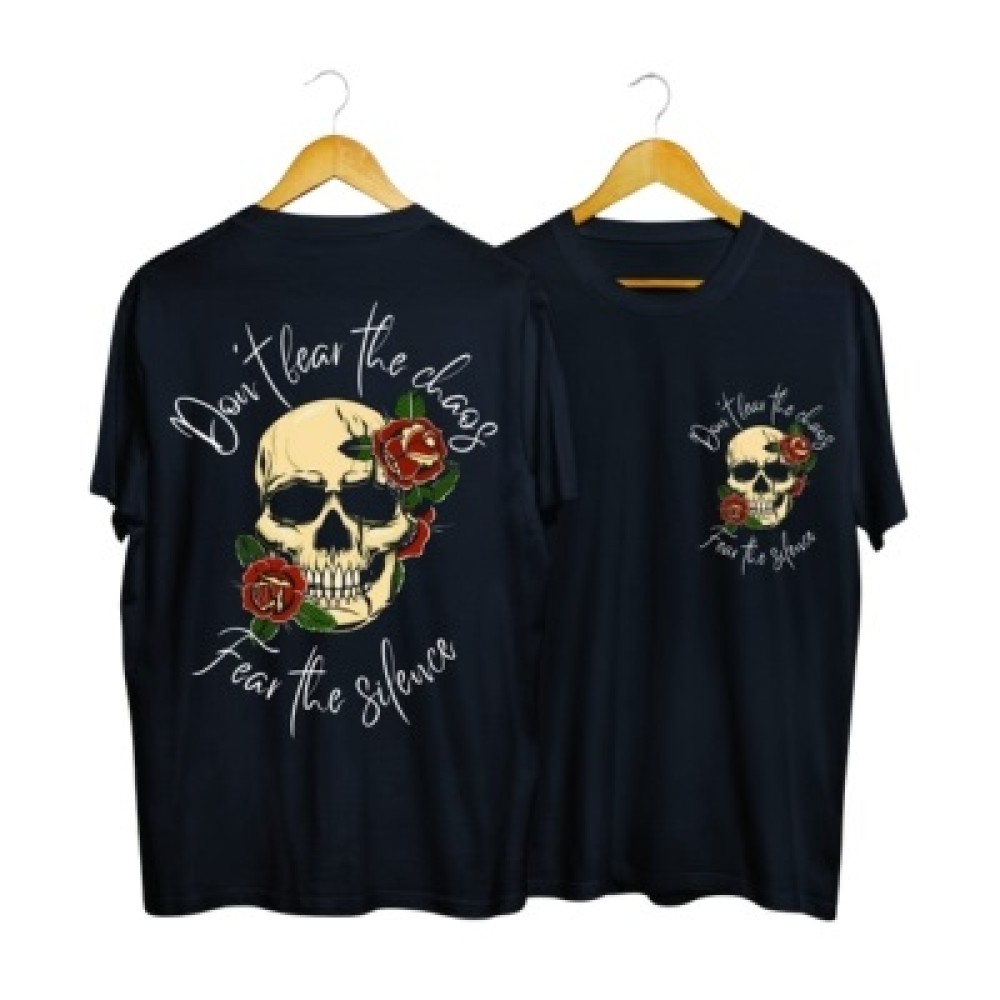 Gothic Men's T-Shirt with Floral Skull Design