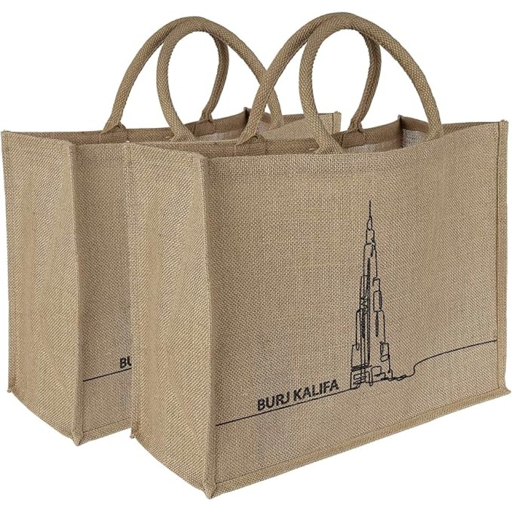 VEA 2-Pack Eco-Friendly Jute Bags – Reusable Shopping Bags with Laminated Interior & Handles