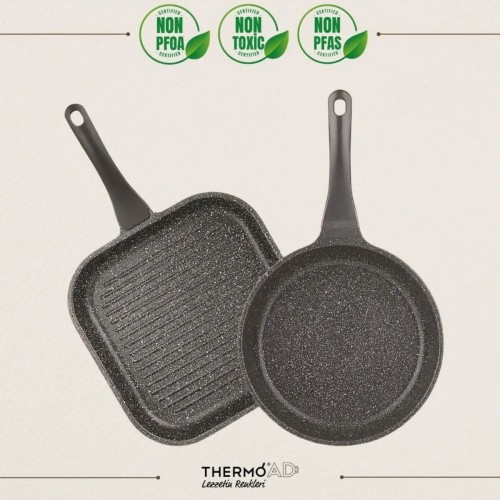 ThermoAD Set of 2 Non-Stick Whisk Pans – Gray Granite (28cm Grill & 26cm Fry Pan)