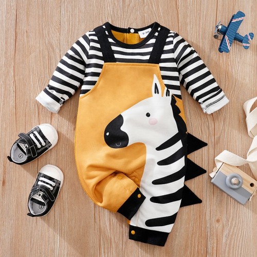 Baby Jumpsuit with 3D Zebra Print – Cute Cartoon Design for 0-18 Months